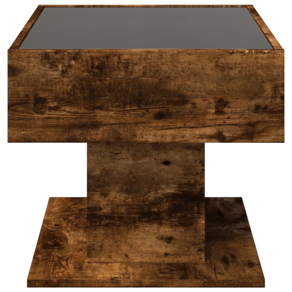 vidaXL Coffee Table with LED Smoked Oak 70x50x45 cm Engineered Wood