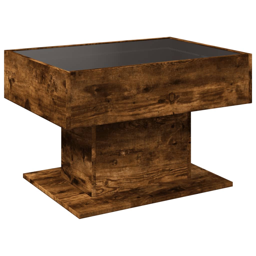 vidaXL Coffee Table with LED Smoked Oak 70x50x45 cm Engineered Wood