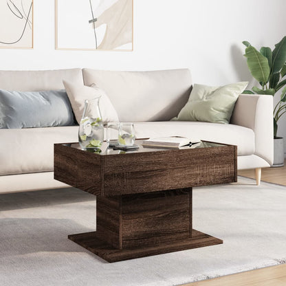 vidaXL Coffee Table with LED Brown Oak 70x50x45 cm Engineered Wood