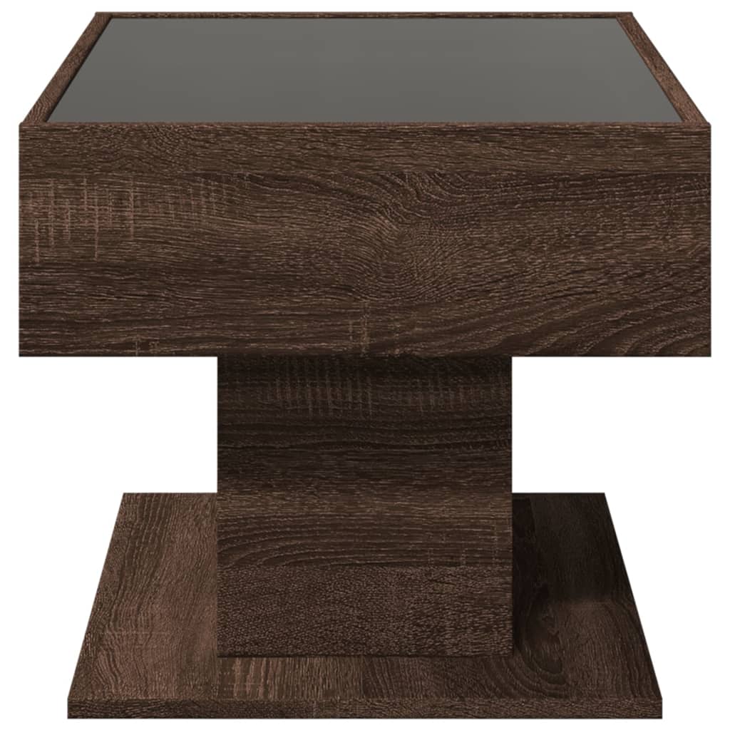 vidaXL Coffee Table with LED Brown Oak 70x50x45 cm Engineered Wood