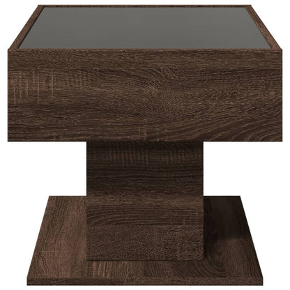 vidaXL Coffee Table with LED Brown Oak 70x50x45 cm Engineered Wood