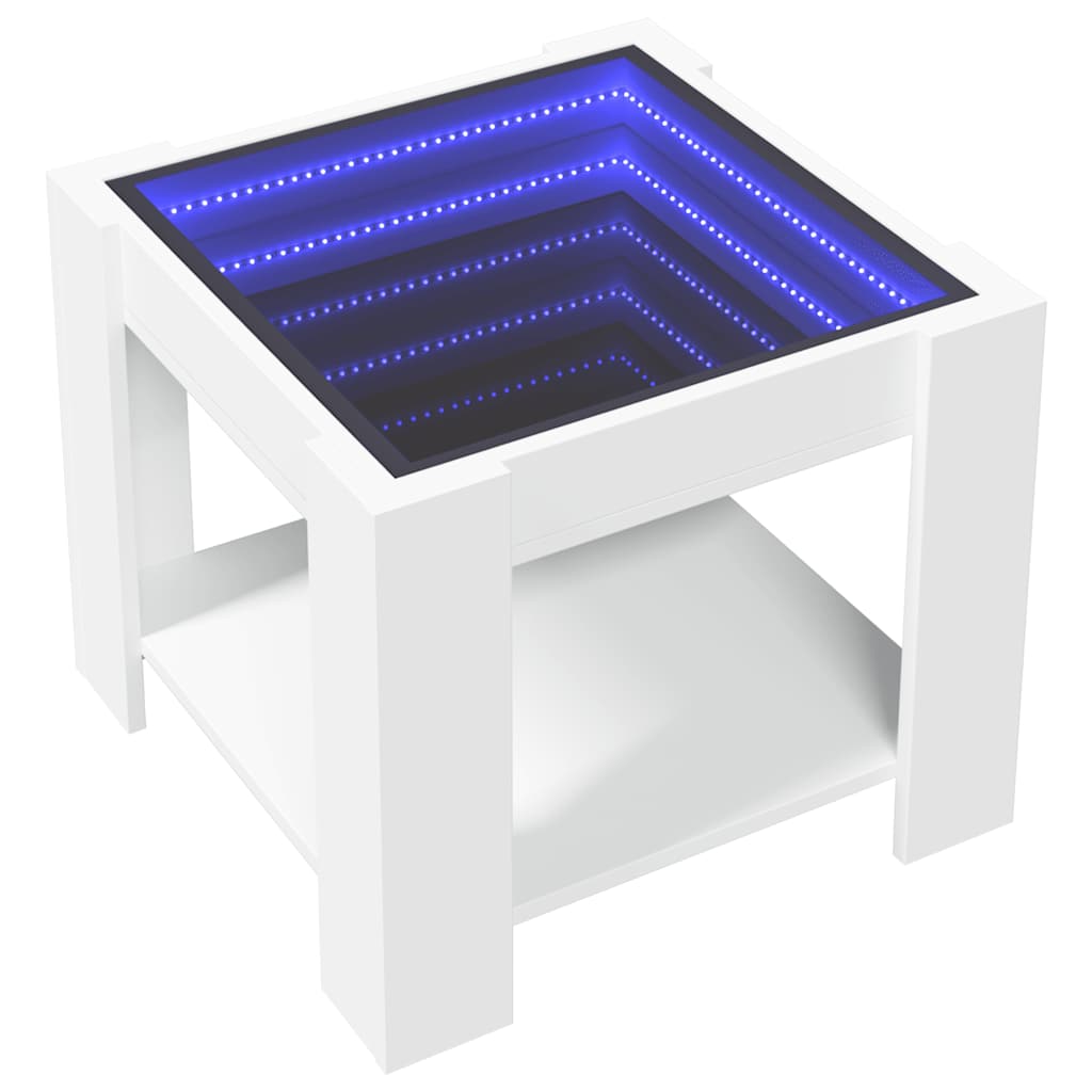 vidaXL Coffee Table with LED White 53x53x45 cm Engineered Wood