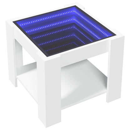 vidaXL Coffee Table with LED White 53x53x45 cm Engineered Wood