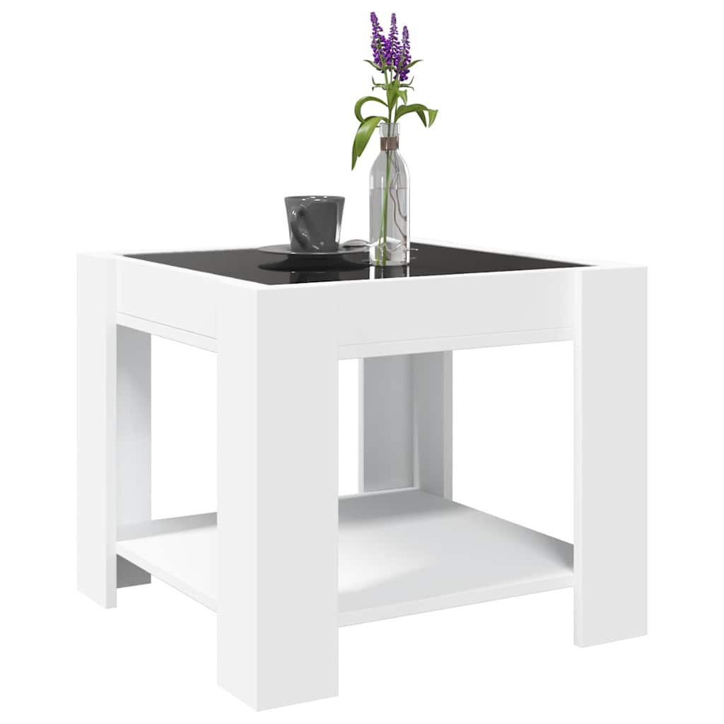 vidaXL Coffee Table with LED White 53x53x45 cm Engineered Wood