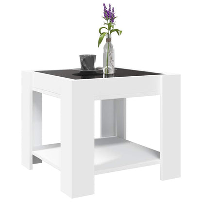 vidaXL Coffee Table with LED White 53x53x45 cm Engineered Wood