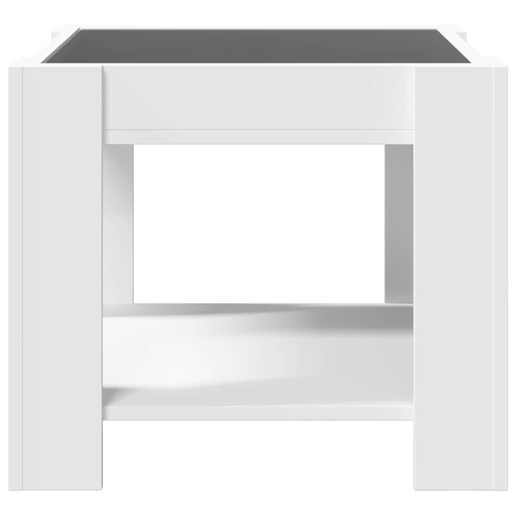 vidaXL Coffee Table with LED White 53x53x45 cm Engineered Wood