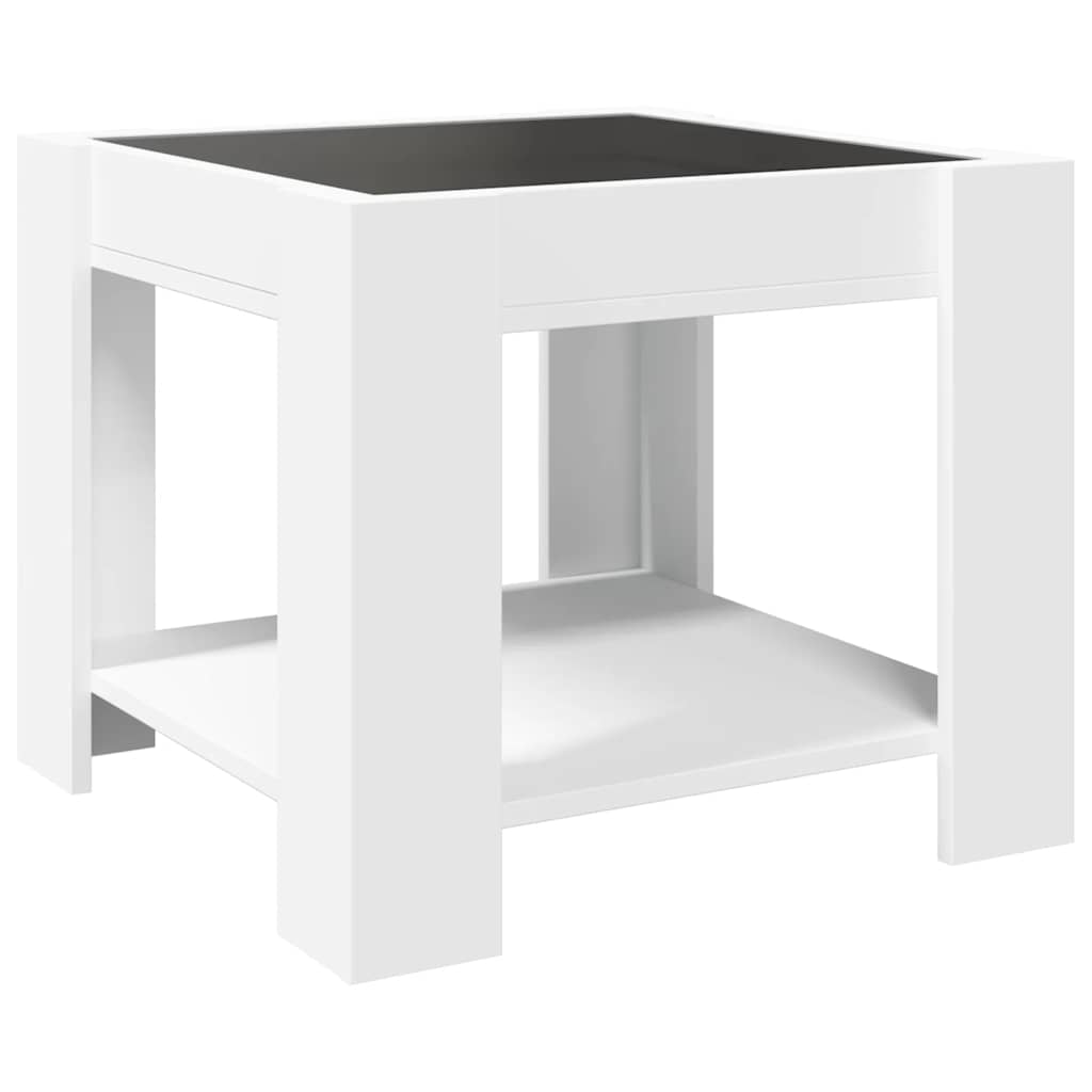 vidaXL Coffee Table with LED White 53x53x45 cm Engineered Wood