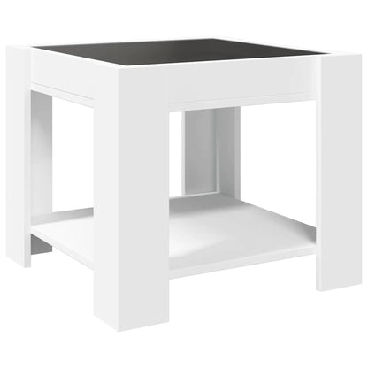 vidaXL Coffee Table with LED White 53x53x45 cm Engineered Wood