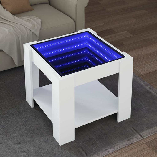vidaXL Coffee Table with LED White 53x53x45 cm Engineered Wood