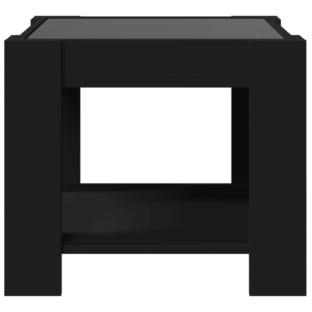 vidaXL Coffee Table with LED Black 53x53x45 cm Engineered Wood
