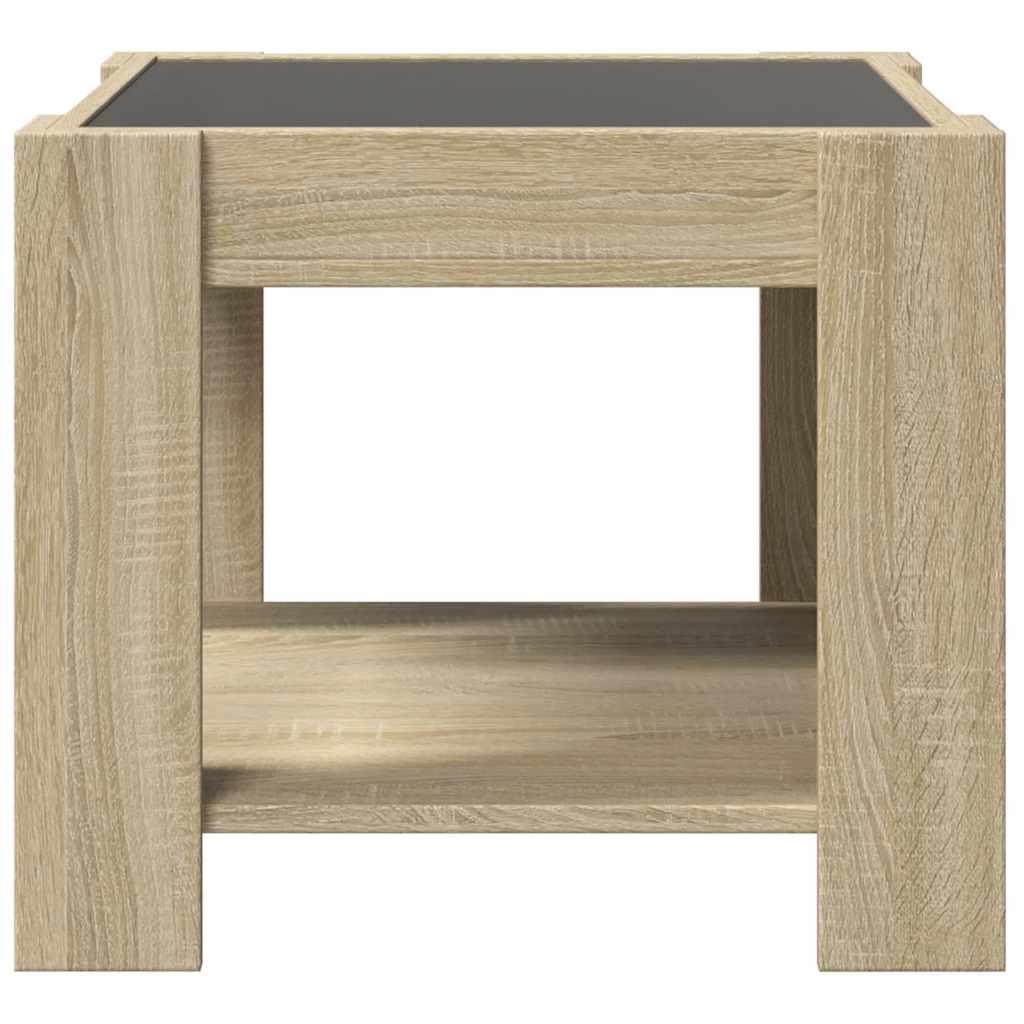 vidaXL Coffee Table with LED Sonoma Oak 53x53x45 cm Engineered Wood