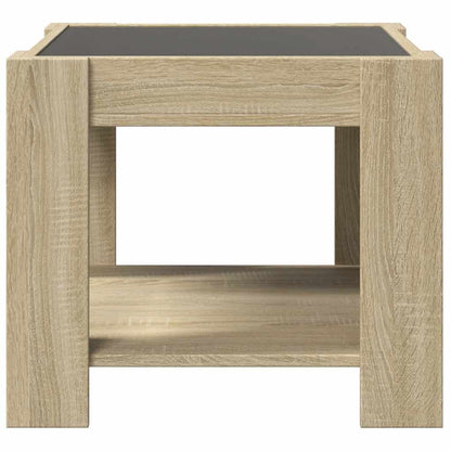 vidaXL Coffee Table with LED Sonoma Oak 53x53x45 cm Engineered Wood