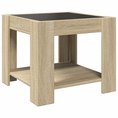 vidaXL Coffee Table with LED Sonoma Oak 53x53x45 cm Engineered Wood