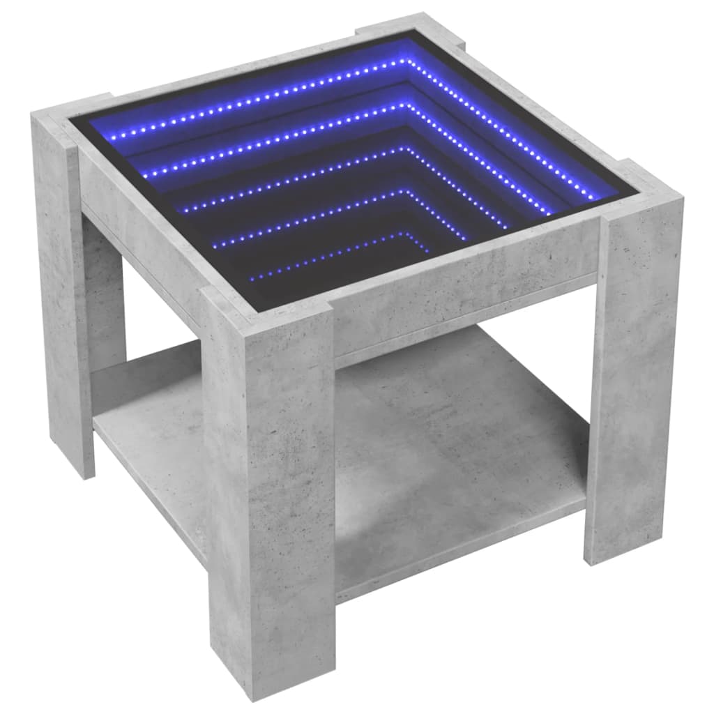 vidaXL Coffee Table with LED Concrete Grey 53x53x45 cm Engineered Wood