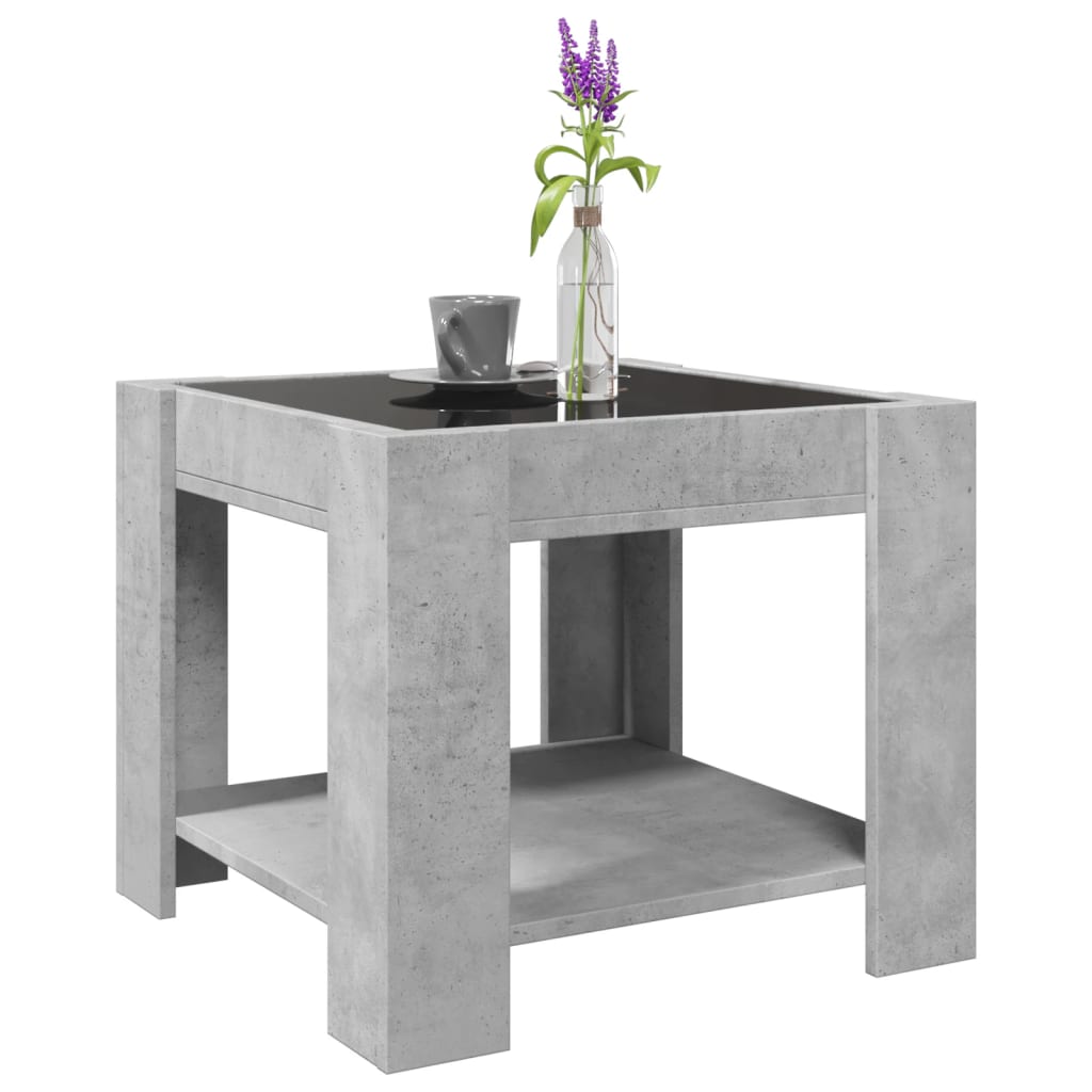 vidaXL Coffee Table with LED Concrete Grey 53x53x45 cm Engineered Wood
