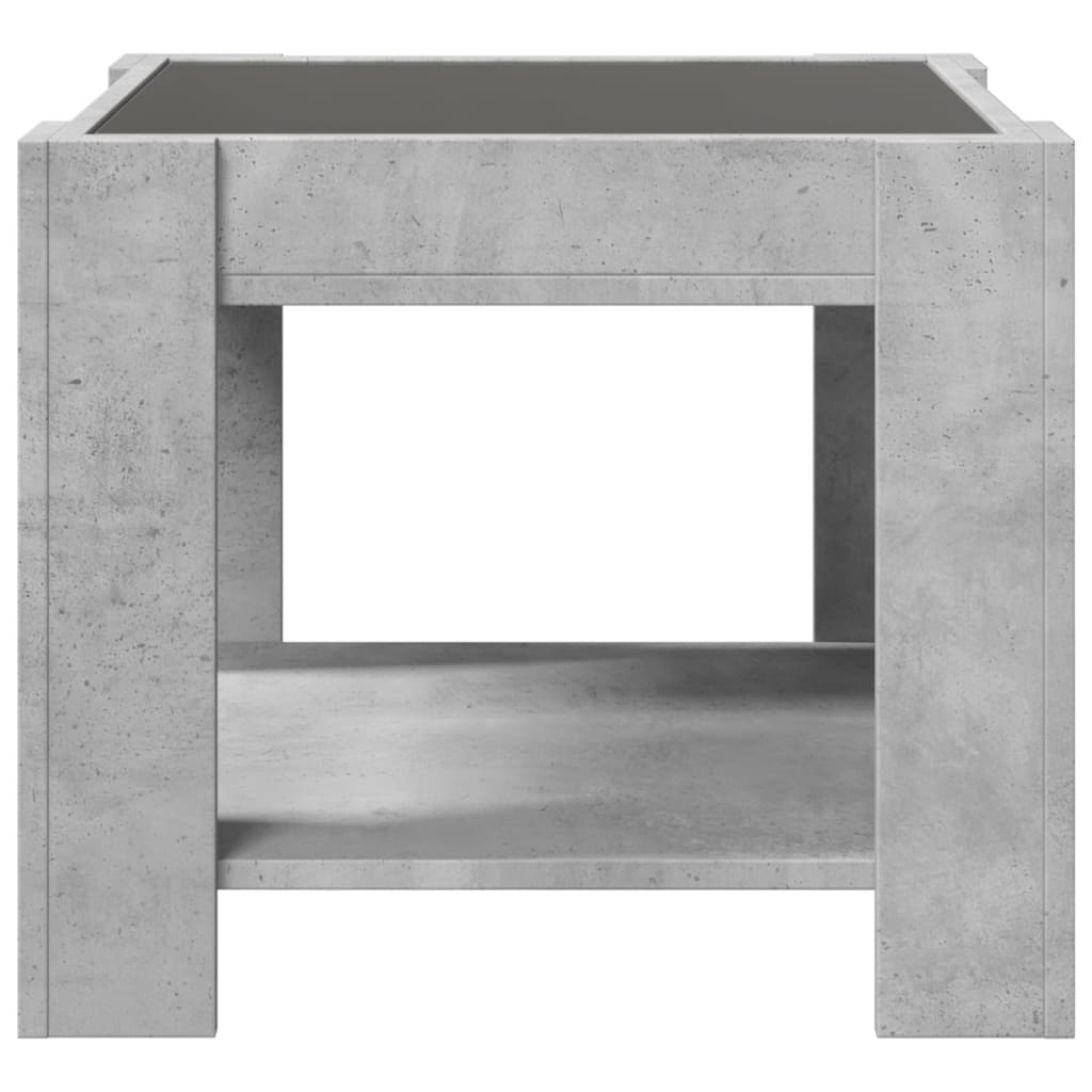 vidaXL Coffee Table with LED Concrete Grey 53x53x45 cm Engineered Wood