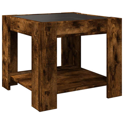 vidaXL Coffee Table with LED Smoked Oak 53x53x45 cm Engineered Wood