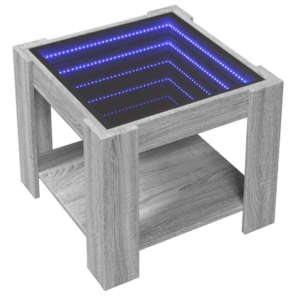 vidaXL Coffee Table with LED Grey Sonoma 53x53x45 cm Engineered Wood