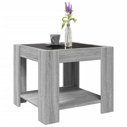 vidaXL Coffee Table with LED Grey Sonoma 53x53x45 cm Engineered Wood