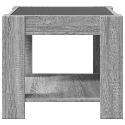 vidaXL Coffee Table with LED Grey Sonoma 53x53x45 cm Engineered Wood