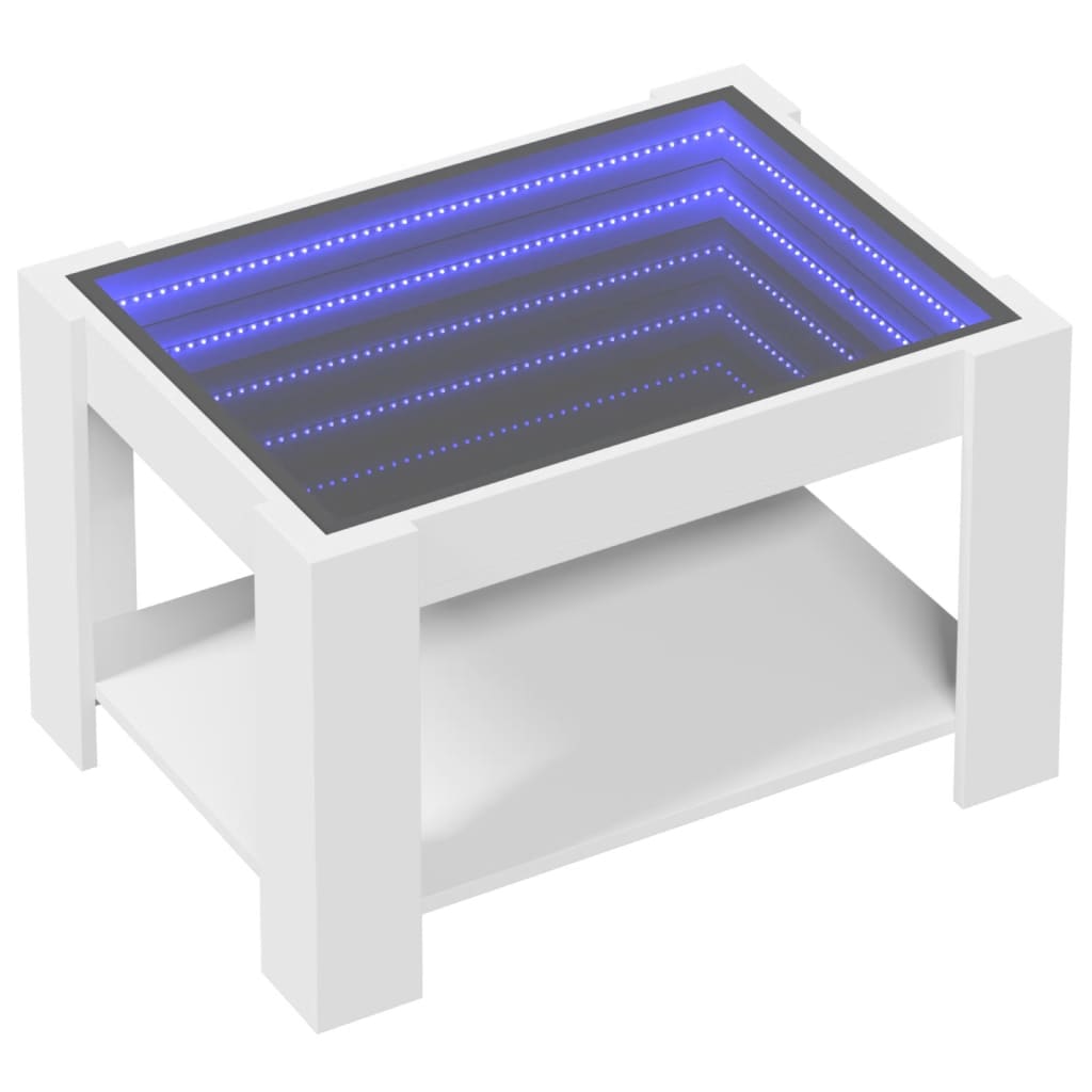 vidaXL Coffee Table with LED White 73x53x45 cm Engineered Wood