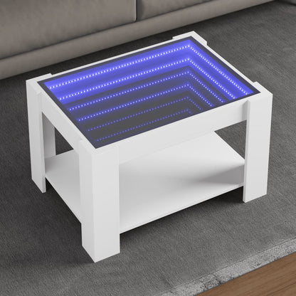 vidaXL Coffee Table with LED White 73x53x45 cm Engineered Wood