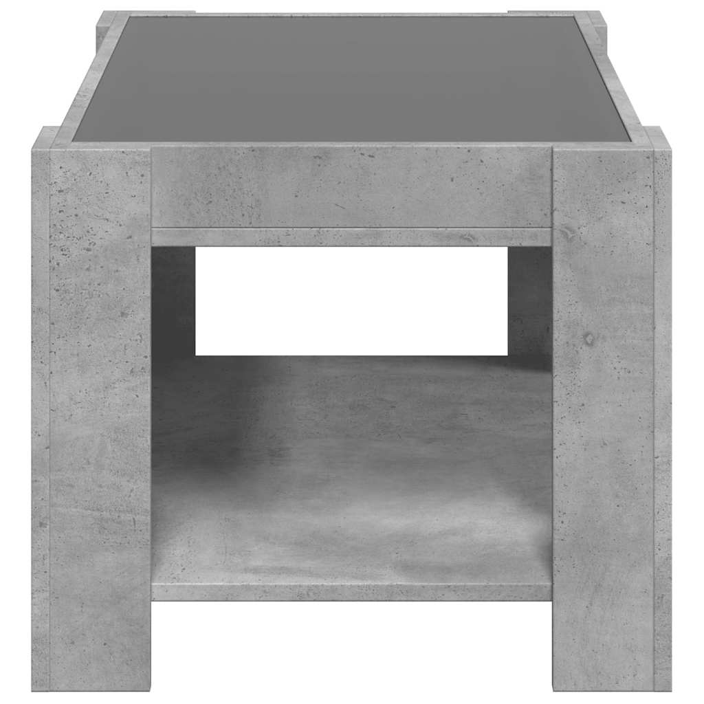 vidaXL Coffee Table with LED Concrete Grey 73x53x45 cm Engineered Wood