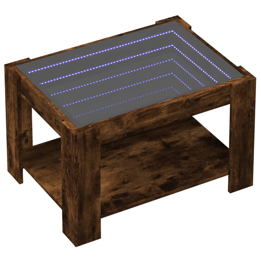 vidaXL Coffee Table with LED Smoked Oak 73x53x45 cm Engineered Wood