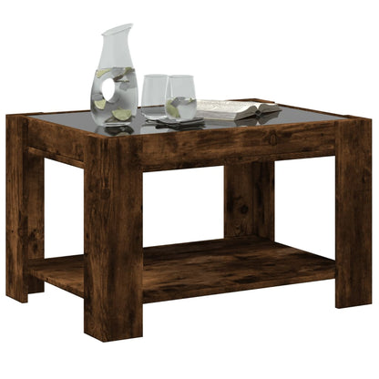 vidaXL Coffee Table with LED Smoked Oak 73x53x45 cm Engineered Wood