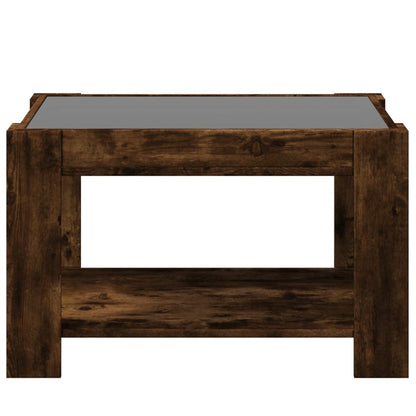 vidaXL Coffee Table with LED Smoked Oak 73x53x45 cm Engineered Wood