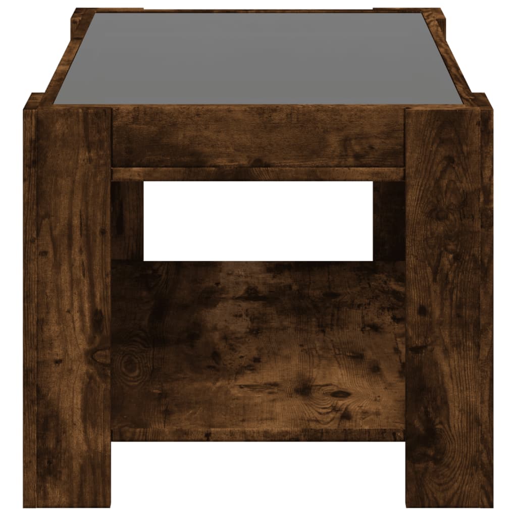 vidaXL Coffee Table with LED Smoked Oak 73x53x45 cm Engineered Wood
