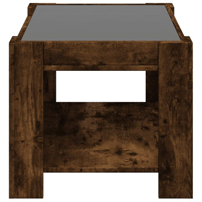 vidaXL Coffee Table with LED Smoked Oak 73x53x45 cm Engineered Wood