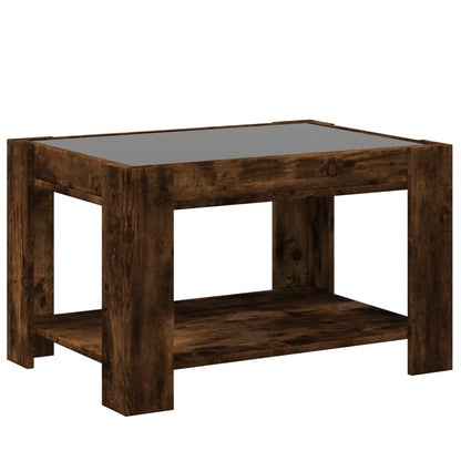 vidaXL Coffee Table with LED Smoked Oak 73x53x45 cm Engineered Wood