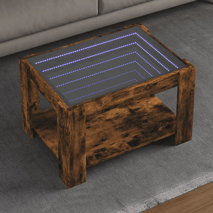 vidaXL Coffee Table with LED Smoked Oak 73x53x45 cm Engineered Wood