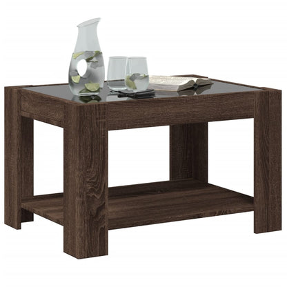 vidaXL Coffee Table with LED Brown Oak 73x53x45 cm Engineered Wood
