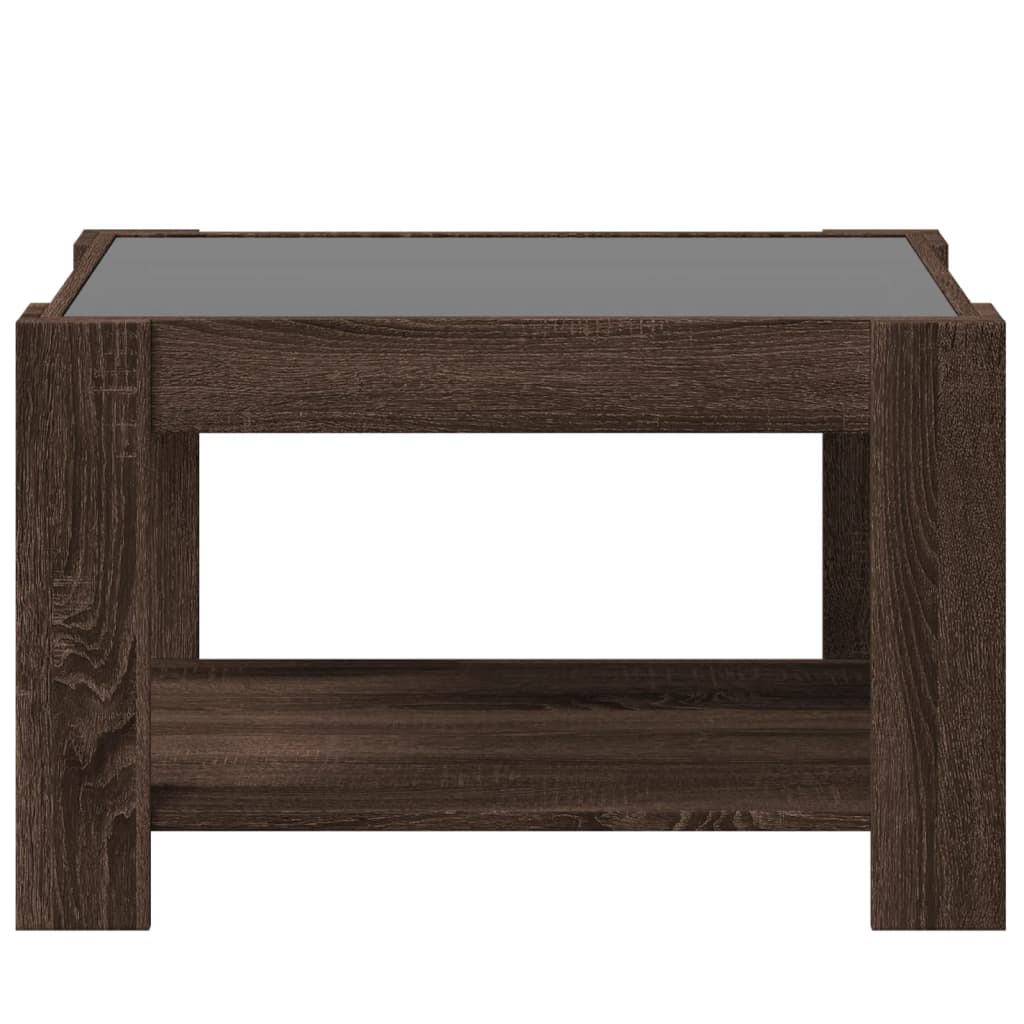 vidaXL Coffee Table with LED Brown Oak 73x53x45 cm Engineered Wood