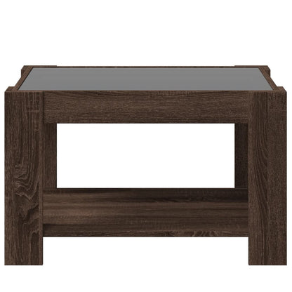 vidaXL Coffee Table with LED Brown Oak 73x53x45 cm Engineered Wood