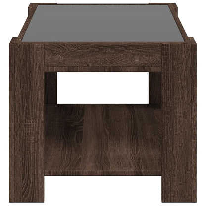 vidaXL Coffee Table with LED Brown Oak 73x53x45 cm Engineered Wood