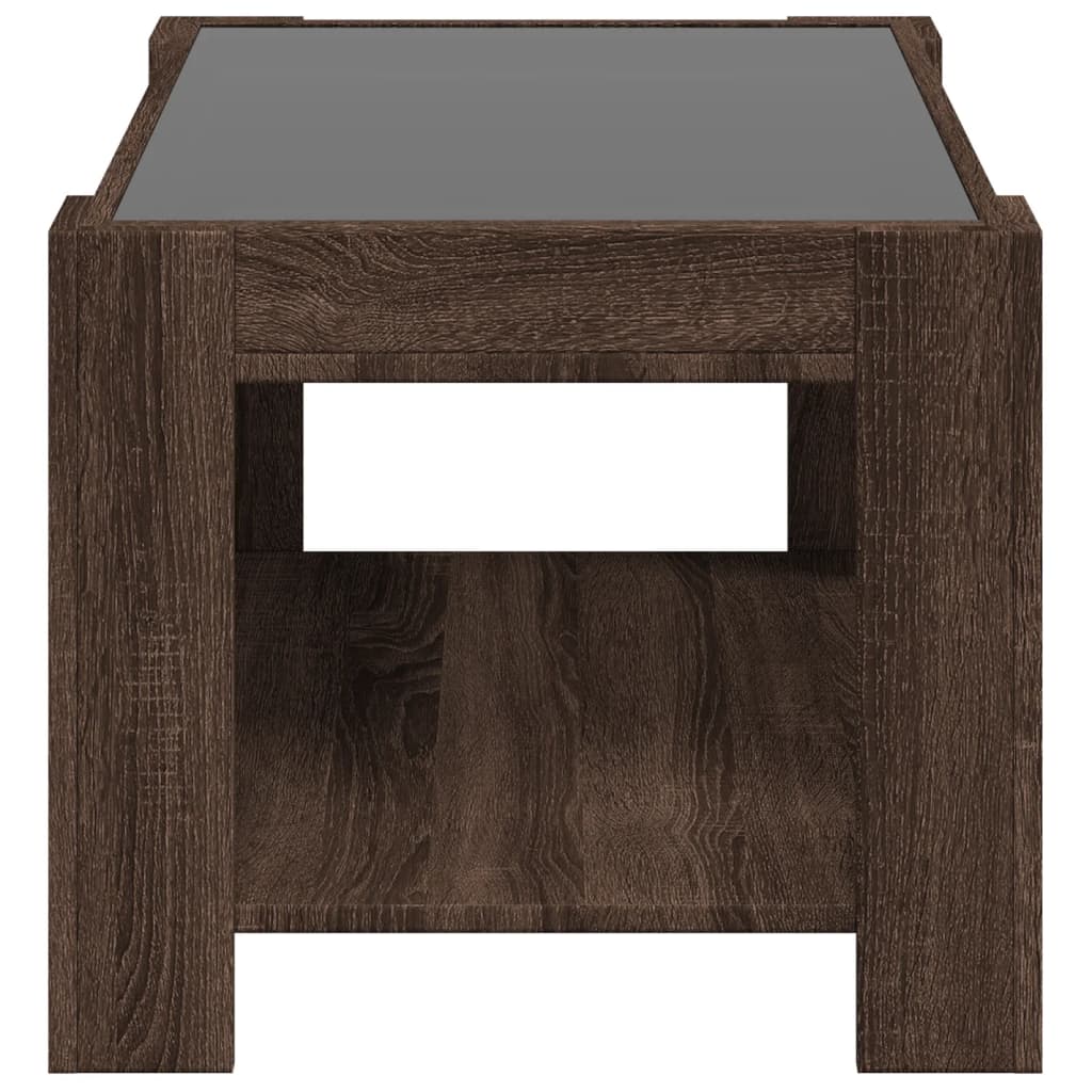 vidaXL Coffee Table with LED Brown Oak 73x53x45 cm Engineered Wood