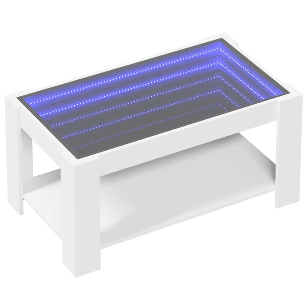 vidaXL Coffee Table with LED White 93x53x45 cm Engineered Wood