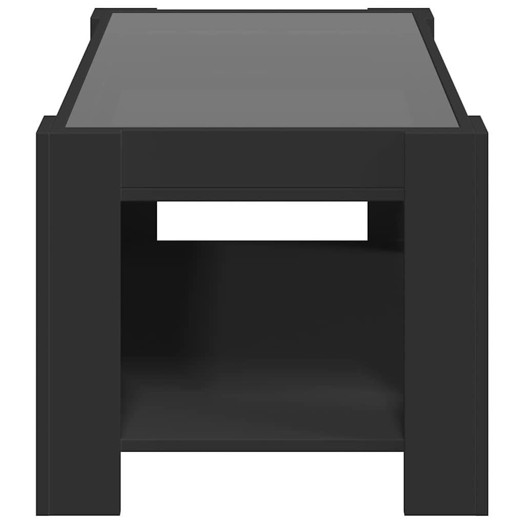 vidaXL Coffee Table with LED Black 93x53x45 cm Engineered Wood