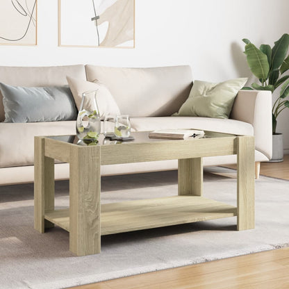 vidaXL Coffee Table with LED Sonoma Oak 93x53x45 cm Engineered Wood
