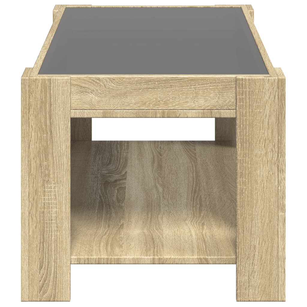 vidaXL Coffee Table with LED Sonoma Oak 93x53x45 cm Engineered Wood