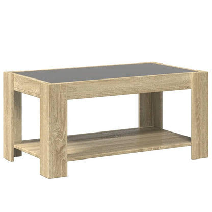 vidaXL Coffee Table with LED Sonoma Oak 93x53x45 cm Engineered Wood