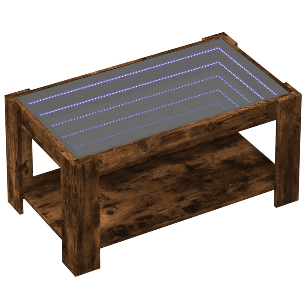 vidaXL Coffee Table with LED Smoked Oak 93x53x45 cm Engineered Wood