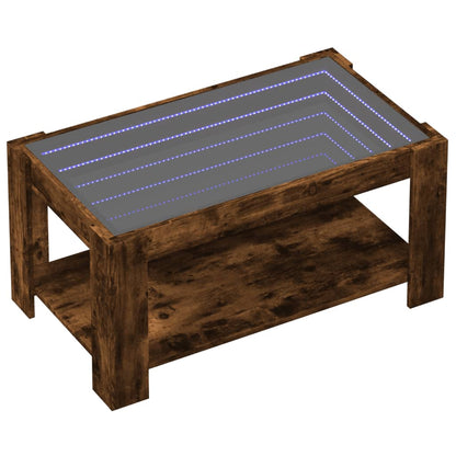 vidaXL Coffee Table with LED Smoked Oak 93x53x45 cm Engineered Wood