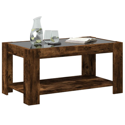 vidaXL Coffee Table with LED Smoked Oak 93x53x45 cm Engineered Wood
