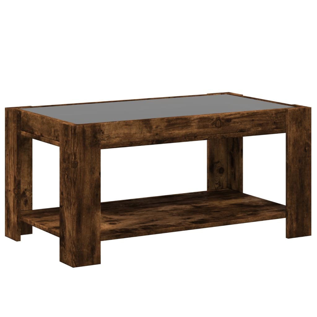 vidaXL Coffee Table with LED Smoked Oak 93x53x45 cm Engineered Wood