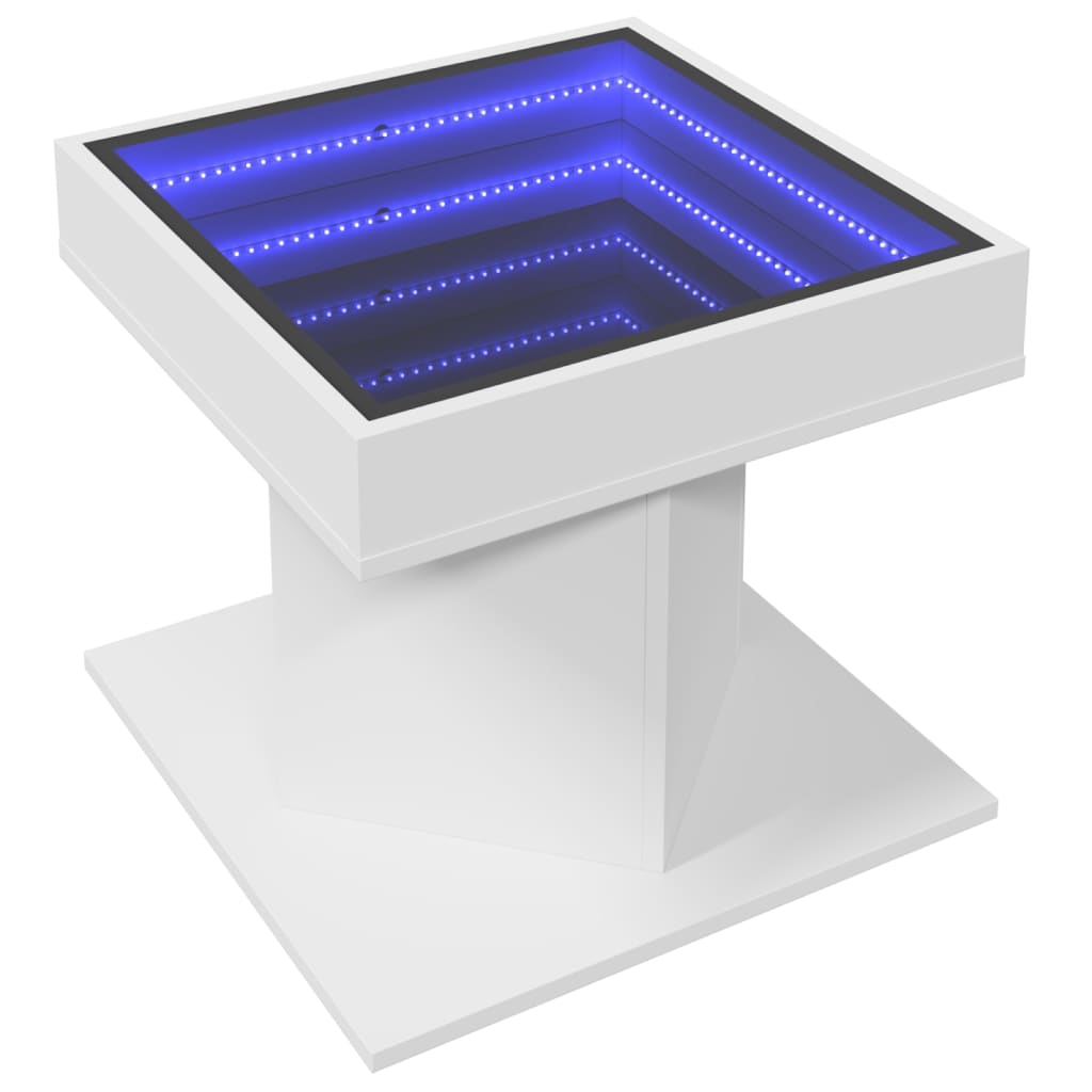 vidaXL Coffee Table with LED White 50x50x45 cm Engineered Wood