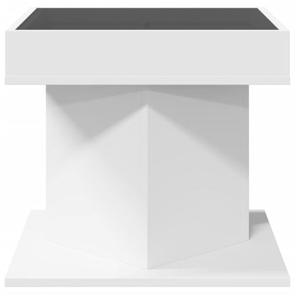 vidaXL Coffee Table with LED White 50x50x45 cm Engineered Wood